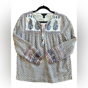 J. Crew Floral Paisley Cotton Peasant Boho Top size 6